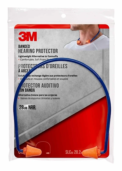 3M™ Banded Hearing Protector 90537H1-DC, 28 dB NRR, Blue/Orange