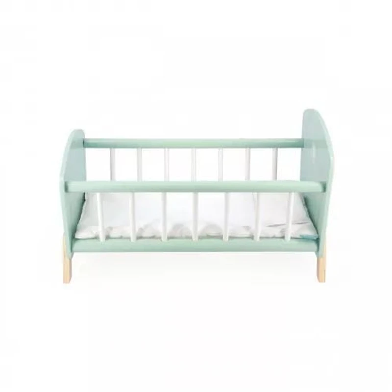 Janod Lit en Bois Zen - Jouet de Simulation avec Oreiller et Couverture - Accessoire pour Poupée - 3 Ans et Plus