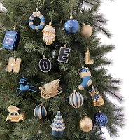 Holiday Time 50-Count Iconic Symbols of Christmas Shatterproof Christmas Ornaments, Navy/Gold
