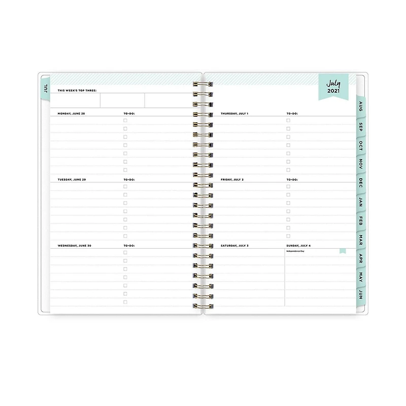 Agenda hebdomadaire/mensuel Day Designer Rainbow Stripe, format moyen, année 2021-2022