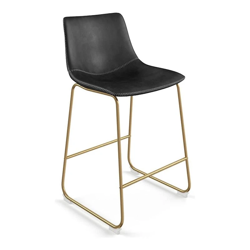 Plata Import Landon Stool in Black with Gold Legs