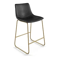 Plata Import Landon Stool in Black with Gold Legs