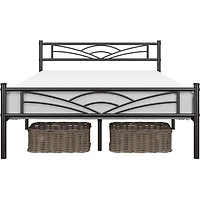 Fullfurnique Metal Platform Bed Frame with Cloud Inspired Design Headboard, Full, Black