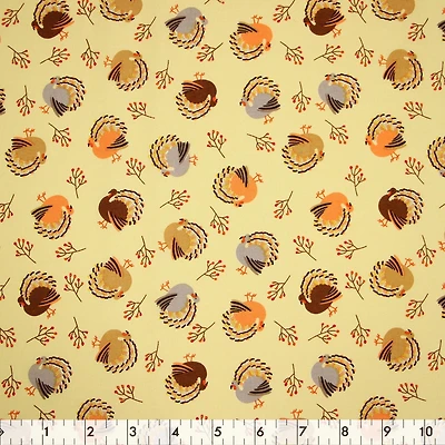 Fabric Creations Cream Harvest Turkeys Cotton Fabric by the Metre 107 cm (42")
