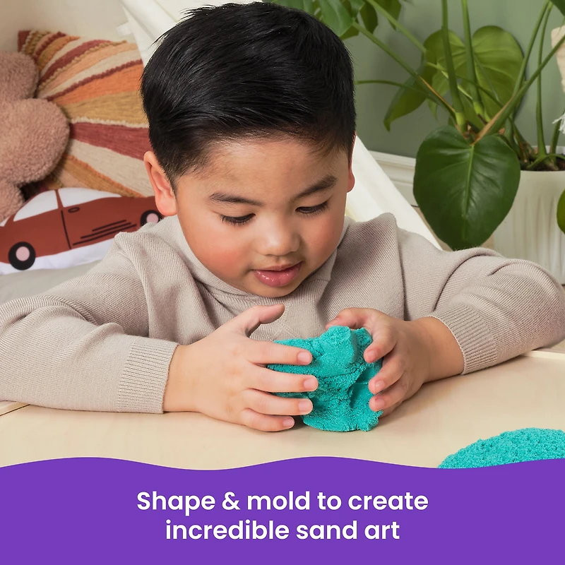 Kinetic Sand, Sachet de 907 g de sable scintillant Turquoise scintillant entièrement naturel à écraser, mélanger et sculpter