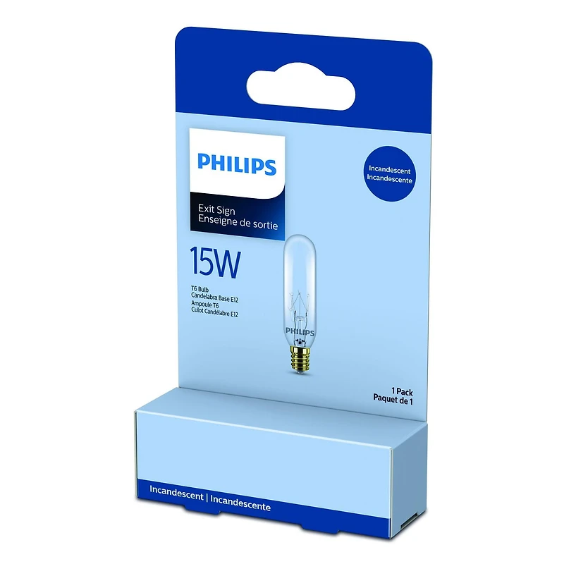 PHILIPS Ampoule T6 de 15 W et de 145 V à culot candélabre pour enseigne de sortie