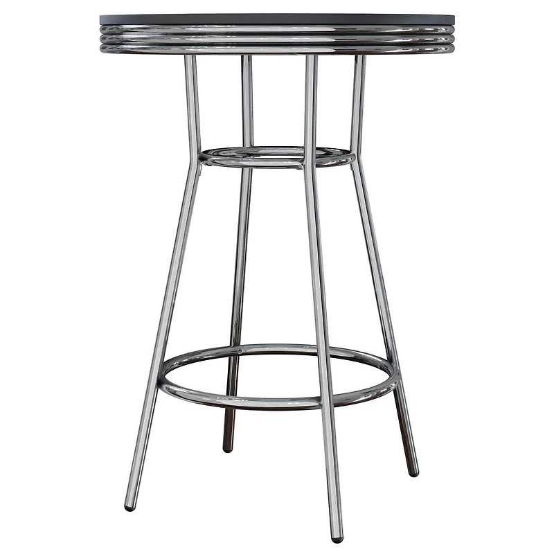 Winsome Table de pub ronde Summit, noir et chrome  - 93030