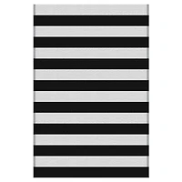 Cabana Stripe Black & White Polyweave Reversible Outdoor/Beach Mat