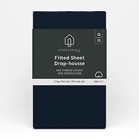 hometrends 300 TC Brushed Percale Fitted Sheet, HOME TRENDS PL HT 300TC FITT BLK Q