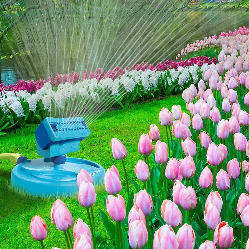 Aqua Joe AJ-OSPR20 20-Nozzle Max Coverage Adjustable Gear Driven Oscillating Sprinkler on Sled Base