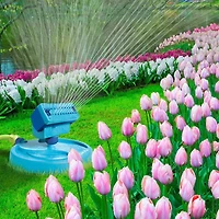 Aqua Joe AJ-OSPR20 20-Nozzle Max Coverage Adjustable Gear Driven Oscillating Sprinkler on Sled Base