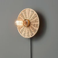 Applique murale enfichable ou fixe à une ampoule avec base en ficelle naturelle, 91004441