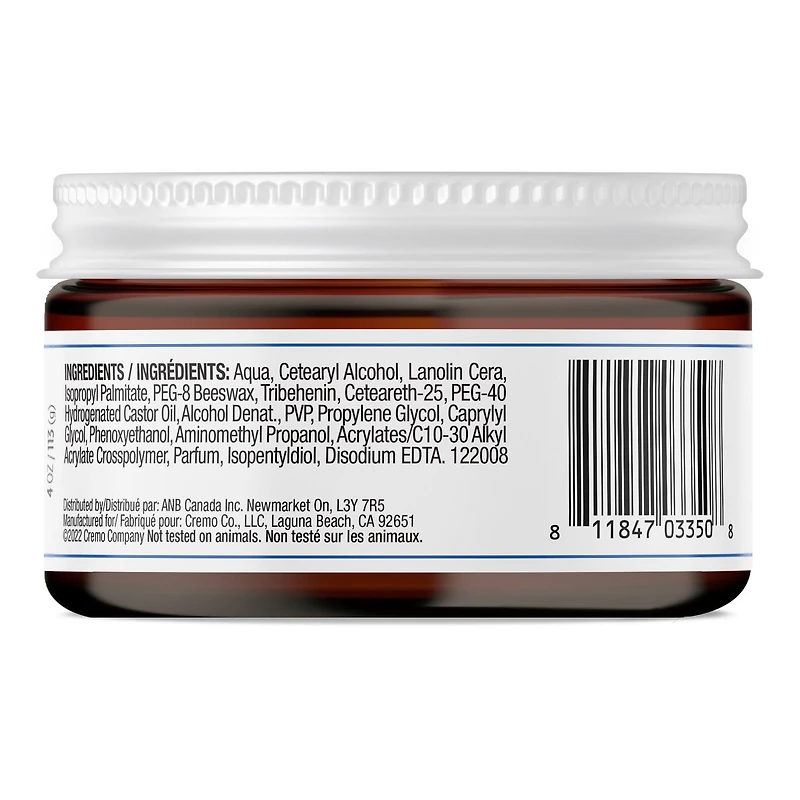 Cremo Thickening Hair Styling Pomade, High Hold, Low Shine, 113g