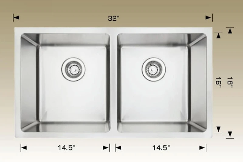 American Imaginations 32-in. W CSA Approved Stainless Steel Kitchen Sink With 2 Bowl And 18 Gauge