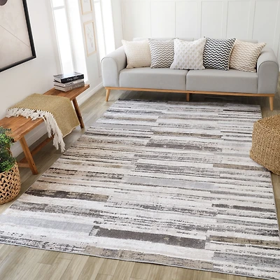 Tapis d'interieur abstrait Rug Branch Cadence, beige marron, moderne - Salon, chambre, salle a manger et cuisine