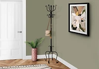 Monarch Specialties Coat Rack, Hall Tree, Free Standing, 8 Hooks, Entryway, 74"h, Bedroom, Metal, Black, Transitional