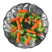 Starfrit Marguerite à Légumes en AcierIinoxydable, Repliable, Poignée Amovible et Extensible, Pieds en Silicone, Compatible avec le Lave-Vaisselle