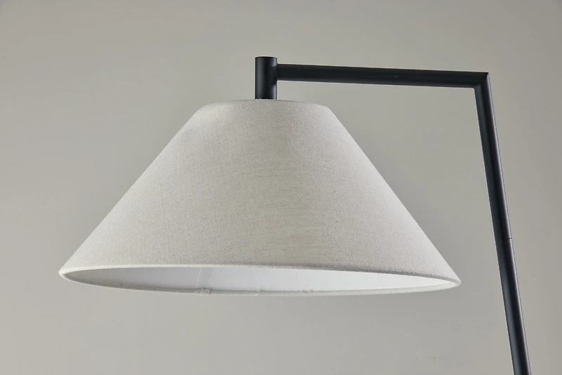 Better Homes & Gardens Wood Cream Black Metal Floor Lamp with White Fabric Shade, Modern Design, New