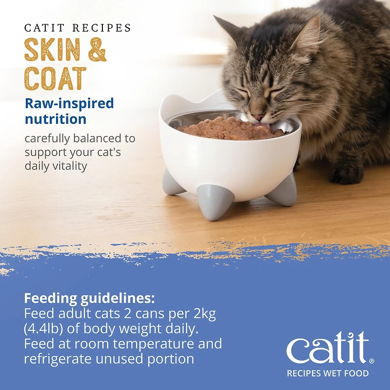 Catit Recipes Skin & Coat Seafood & Chicken Entree in Bone Broth for Adult Cats 85 G