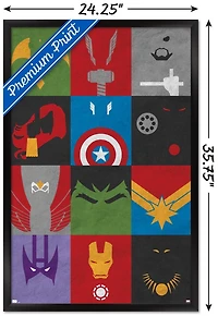 Marvel Comics - Avengers - Minimalist Grid Wall Poster, 22.375" x 34" Framed