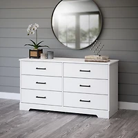 Prepac Rustic Ridge White 6-Drawer Dresser, 18.25"D x 53.25"W x 28.5"H