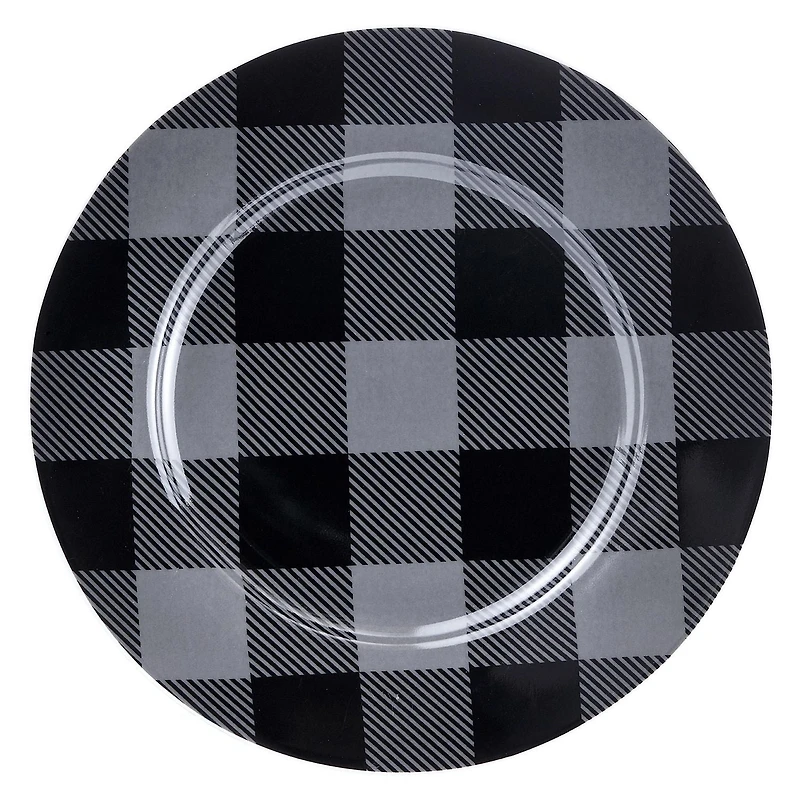 Ensemble de service 16PC Carreauté Gris Noir