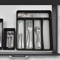 Mainstays Plastic Black 5 Compartment Non-Slip Drawer Cutlery Tray Large, 12.87" x 11.34", Kitchen Organizer, 1 piece