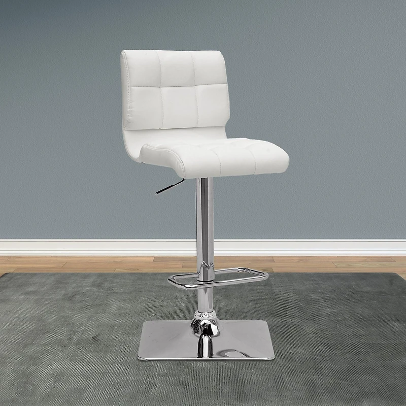 CorLiving Hudson Lot de 2 tabourets de bar carrés pivotants modernes en similicuir à hauteur réglable avec dossier moyen pour l'intérieur