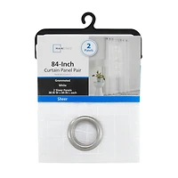 Mainstays Windowpane Sheer Window Curtains Panel Pair, Set of 2, White, 38" W x 84" L