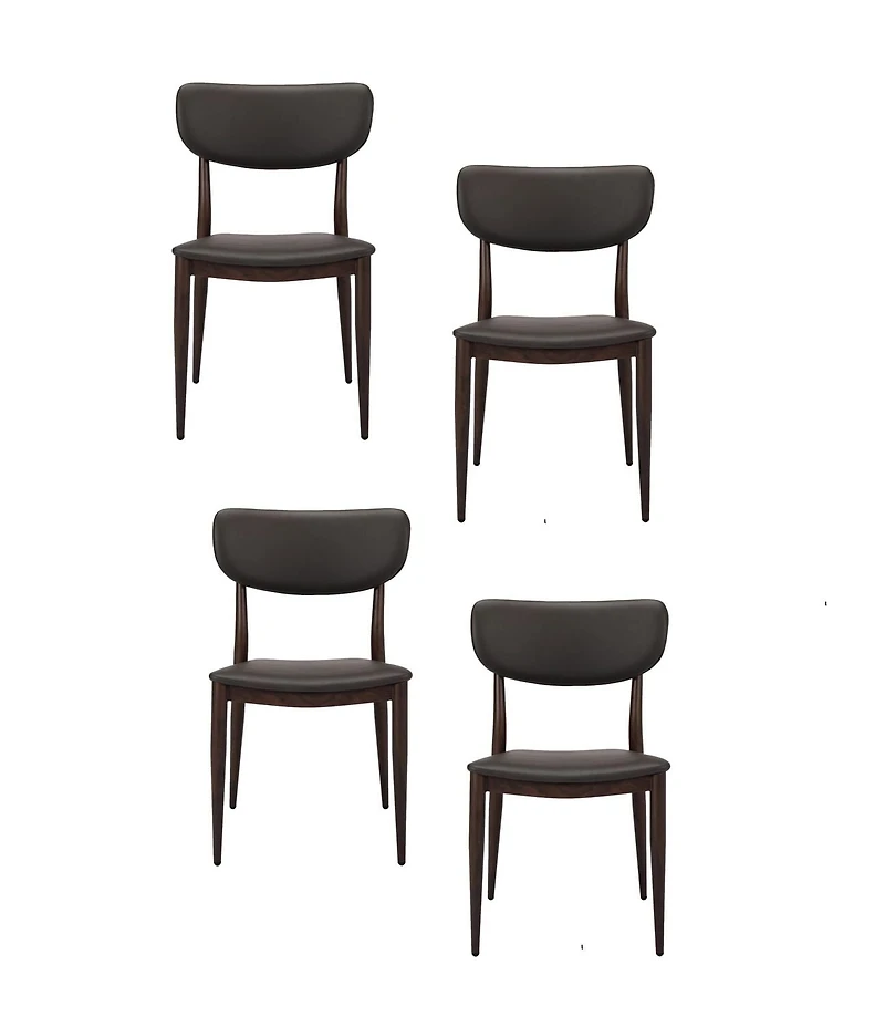 Sammy Chaise de salle à manger en similicuir PU gris avec cadre en métal noir, chaise de salle à manger latérale, chaise sans accoudoirs - Set 4