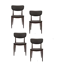 Sammy Chaise de salle à manger en similicuir PU gris avec cadre en métal noir, chaise de salle à manger latérale, chaise sans accoudoirs - Set 4