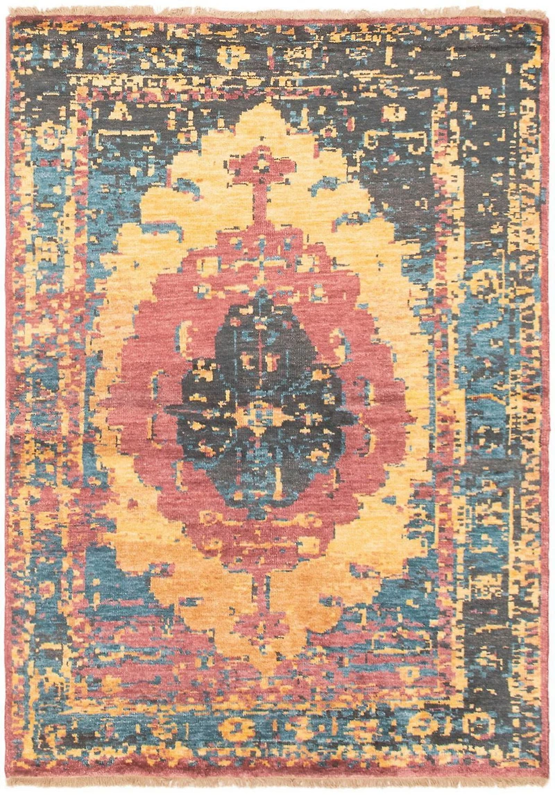 ECARPETGALLERY Tapis Noué à la Main pour Salon, Salle à Manger et Chambre à Coucher Transitionnel Collection Jules Oushak 4'8" x 6'7" en Brun