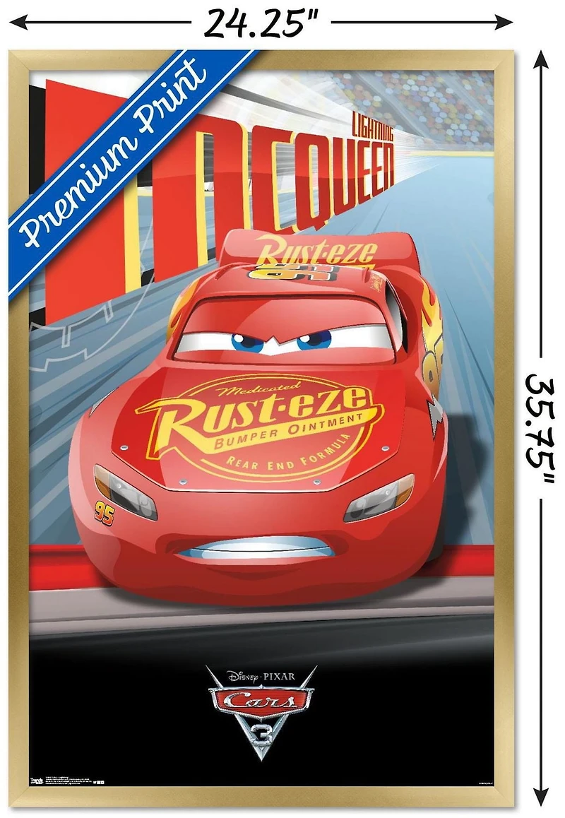 Disney Pixar Cars 3 - Lightning Wall Poster, 22.375" x 34" Framed