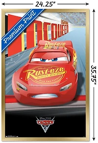 Disney Pixar Cars 3 - Lightning Wall Poster, 22.375" x 34" Framed