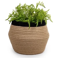 Truu Design Magnifique panier à fleurs en corde de jute naturelle tissée avec bordure noire, 9 x 9,4 pouces, neutre