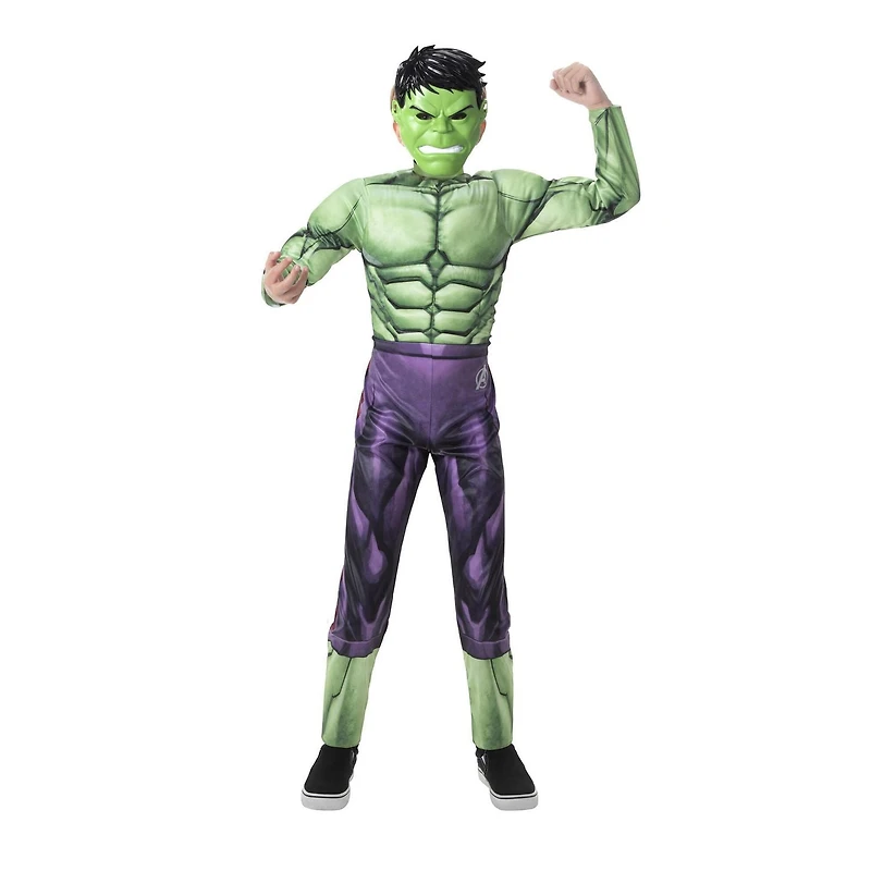 MARVEL’S HULK YOUTH COSTUME - Costume pour enfants avec Motif Imprimé et Demi-Masque 3D