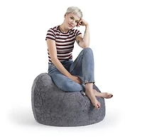 Fauteuil poire en fausse fourrure grise de Gouchee Home – Siège lounge en peluche rembourré de billes de polystyrène, adapté aux adultes et aux adolescents, léger et portable pour dortoir ou salon