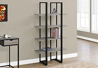 Monarch Specialties Bookshelf, Bookcase, Etagere, 4 Tier, 60"h, Office, Bedroom, Metal, Laminate, Brown, Black, Contemporary, Modern