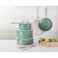 Martha Stewart Galway Batterie de cuisine 10 pièces en aluminium avec couvercle en alun Bleu sarcelle