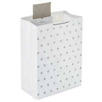 Très grand sac-cadeau de 20 po avec poignées, Hallmark (paillettes blanches et argentées) pour les fêtes, les mariages, les remises des diplômes, Noël