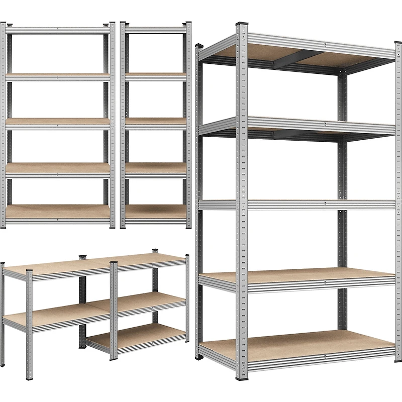 Fullfurnique 71″ Height Metal Storage Rack with Adjustable Shelves, Silver