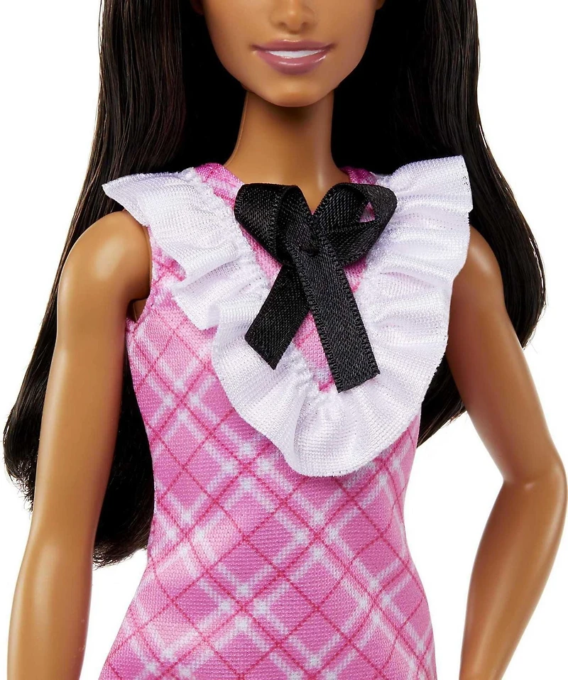 Barbie Fashionistas Doll #209 with Black Hair and a Plaid Dress, Ages 3+