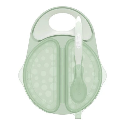 Dr. Brown’s™ Travel Fresh™ Divided Bowl and Soft-Tip Spoon Set with Travel Lid, BPA Free