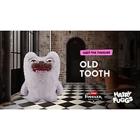 Fuggler Hairy Fuggs 9-inch Series 1 (Old Tooth - Moustache - Grey) by ZURU, Funny Ugly Monster Plush Toy