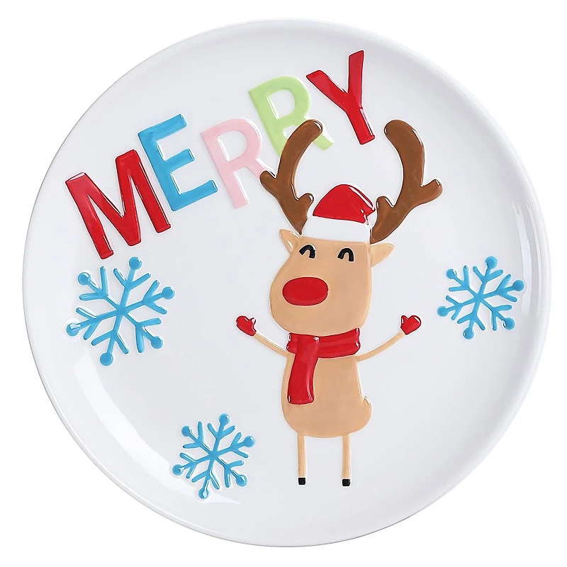 Holiday Time Reindeer Appetizer Plate, 4-Piece