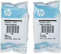 Paq. de 2 cartouches d'encre HP 61 noire et tricolore Noir
