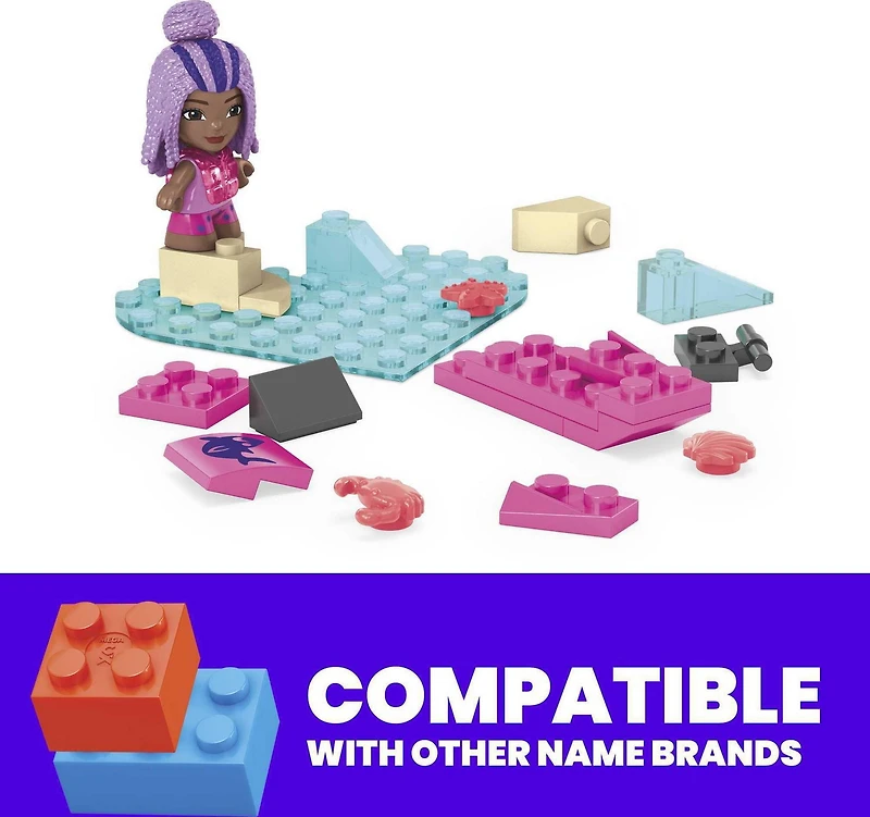 MEGA Barbie Color Reveal – Remous à la plage - 15 blocs et éléments spéciaux