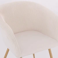 Set of 2 Modern Luxurious Dining Accent Chairs – Ivory Velvet Upholstery with Shiny Gold Legs, Elegant and Comfortable Chairs for Dining Room or Living Space