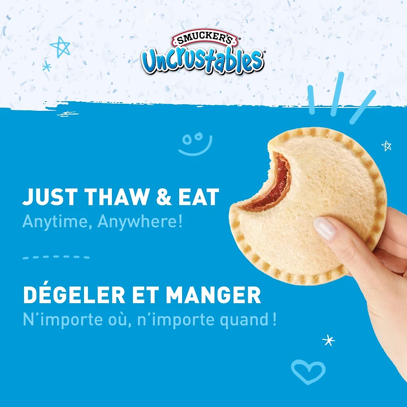 Smucker's Uncrustables Peanut Butter and Strawberry Spread Sandwich, Frozen, Pack of 10, 58g, SM 58G UNCR PB STW SW 10PK 6CT