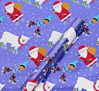 Holiday Time Christmas Gift Wrapping Foil Paper Roll, Santa with Characters